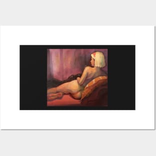 Nude on Chaise Longue ~ oil painting Posters and Art